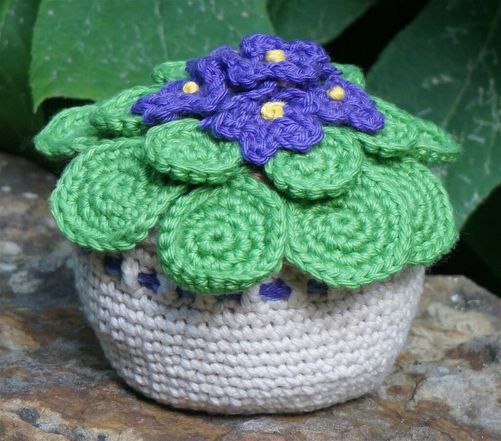 african violet, handmade, crochet
